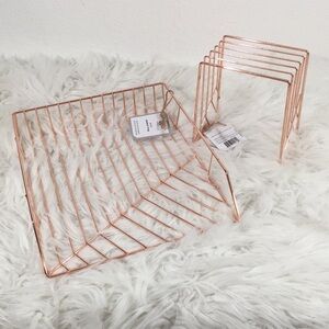 U Brands Fashion Wire Desktop Letter Tray, Letter Size, Rose Gold New